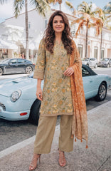 Al Zohaib Color Lawn With Chiffon Dupatta 3 Piece