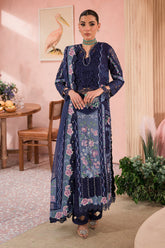Afrozeh The Painted Garden Luxury Embroidered Lawn Collection 24 (Bluebell)