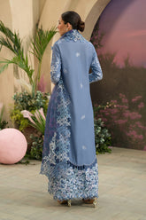 Afrozeh The Painted Garden Luxury Embroidered Lawn Collection 24 (Indigo Ink)