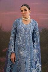 Afrozeh The Painted Garden Luxury Embroidered Lawn Collection 24 (Indigo Ink)