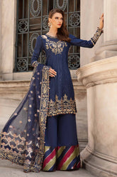 Unstitched Embroidered Cotton Satin Suit Maria B