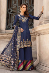 Unstitched Embroidered Cotton Satin Suit Maria B