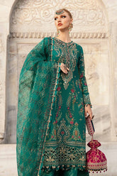 Unstitched Embroidered Cotton Satin Suit Maria B