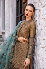 Unstitched Embroidered Cotton Satin Suit Maria B