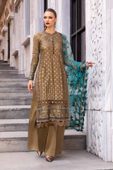 Unstitched Embroidered Cotton Satin Suit Maria B