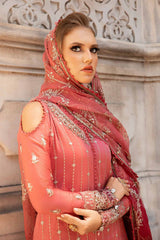 Unstitched Embroidered Cotton Satin Suit Maria B