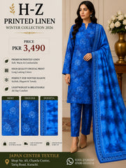 H-Z Printed Linen Unstitched Winter collection '26