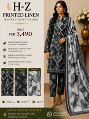 H-Z Printed Linen Unstitched Winter collection '26