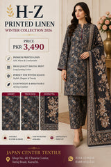 H-Z Printed Linen Unstitched Winter collection '26