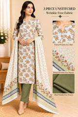 3 Piece Unstitched Wrinkle Free Fabric
