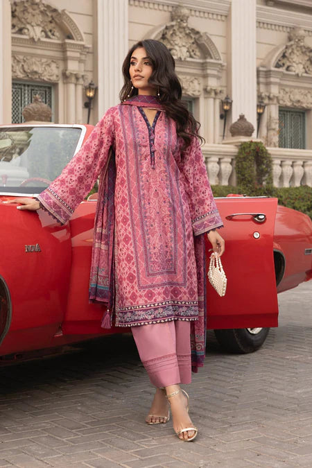 03 Piece Unstitched Printed With Printed Textured Lawn Dupatta