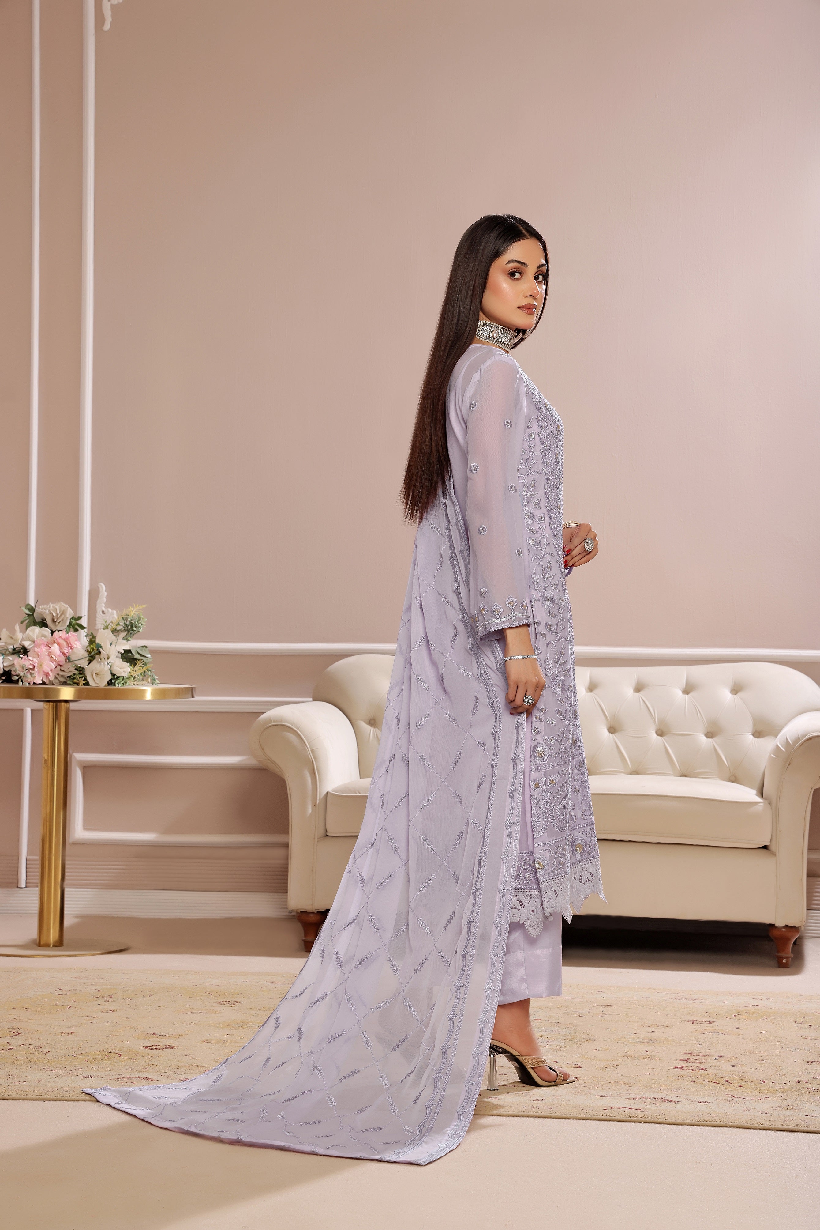 SOGHAT FLEUR 3 PIECE - LUXURY EMBROIDERED CHIFFON SUIT 25