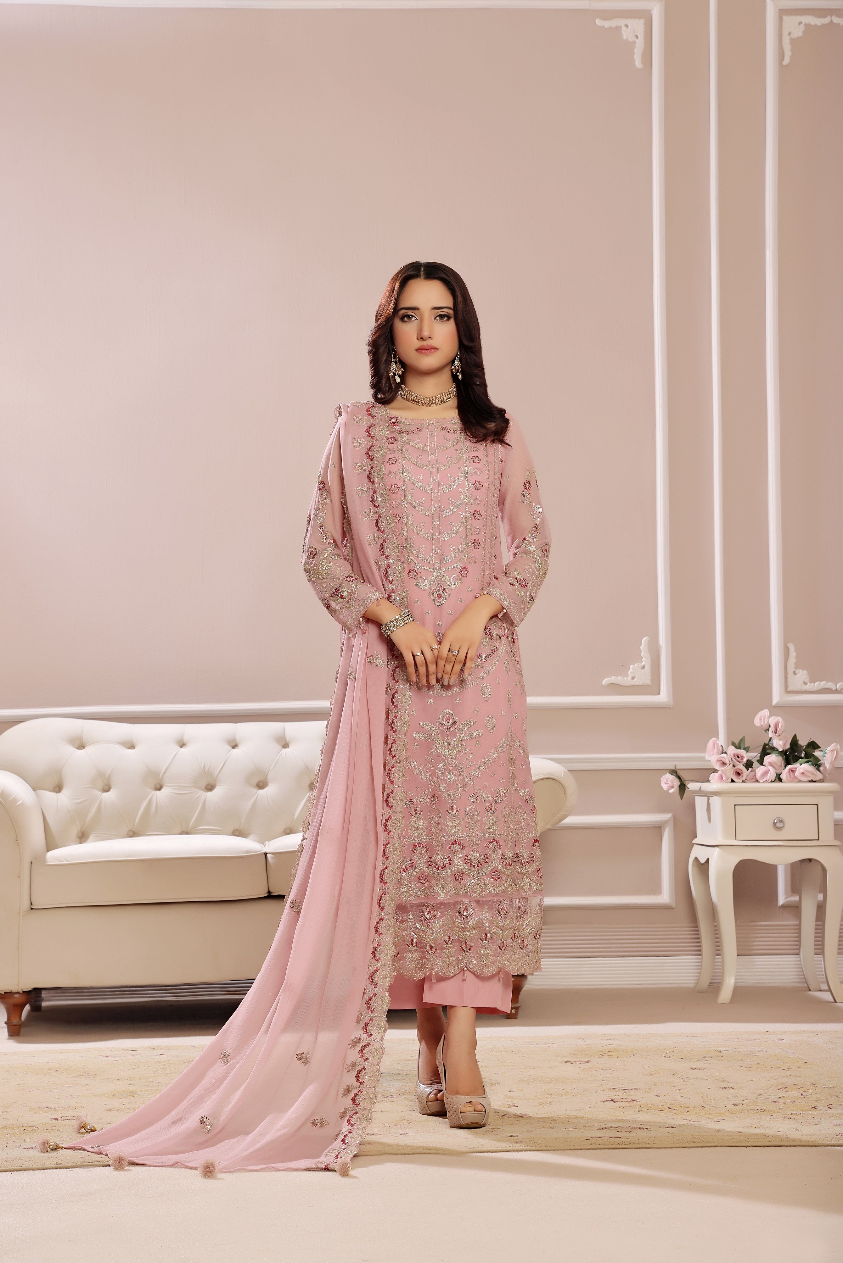 SOGHAT FLEUR 3 PIECE - LUXURY EMBROIDERED CHIFFON SUIT 25