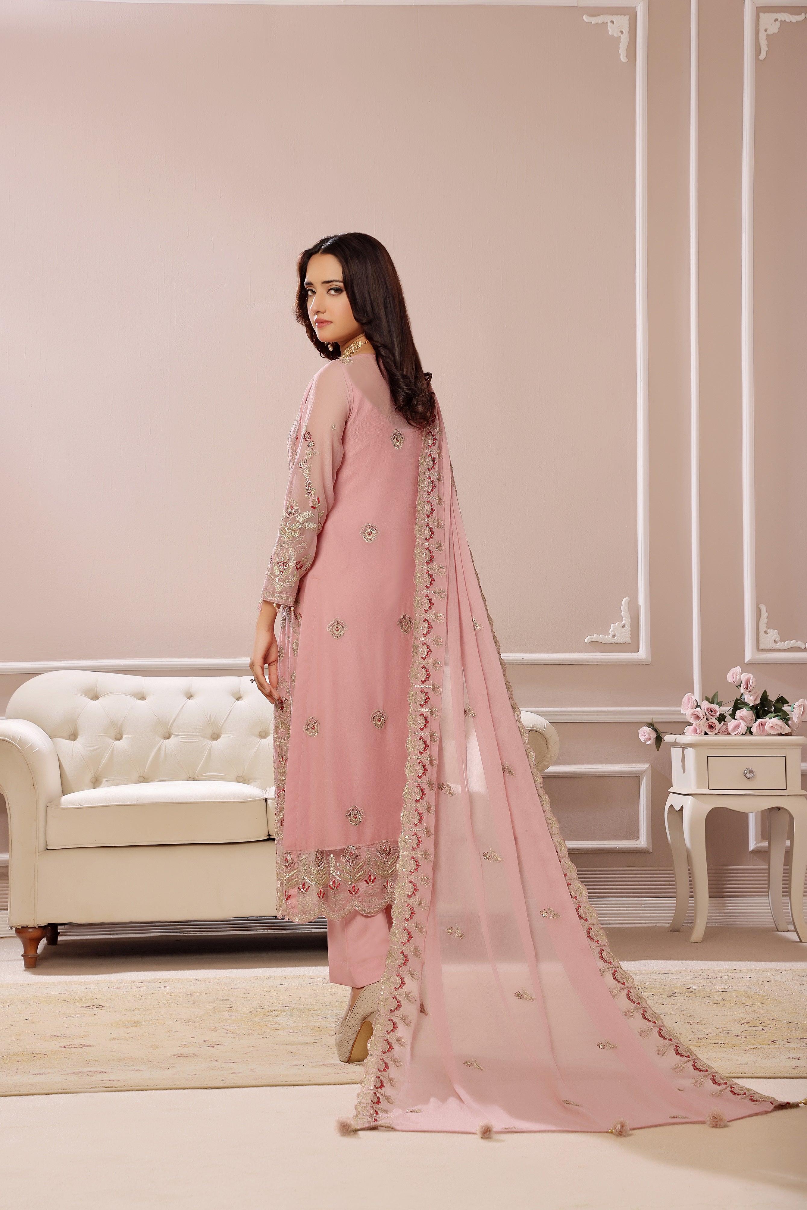 SOGHAT FLEUR 3 PIECE - LUXURY EMBROIDERED CHIFFON SUIT 25