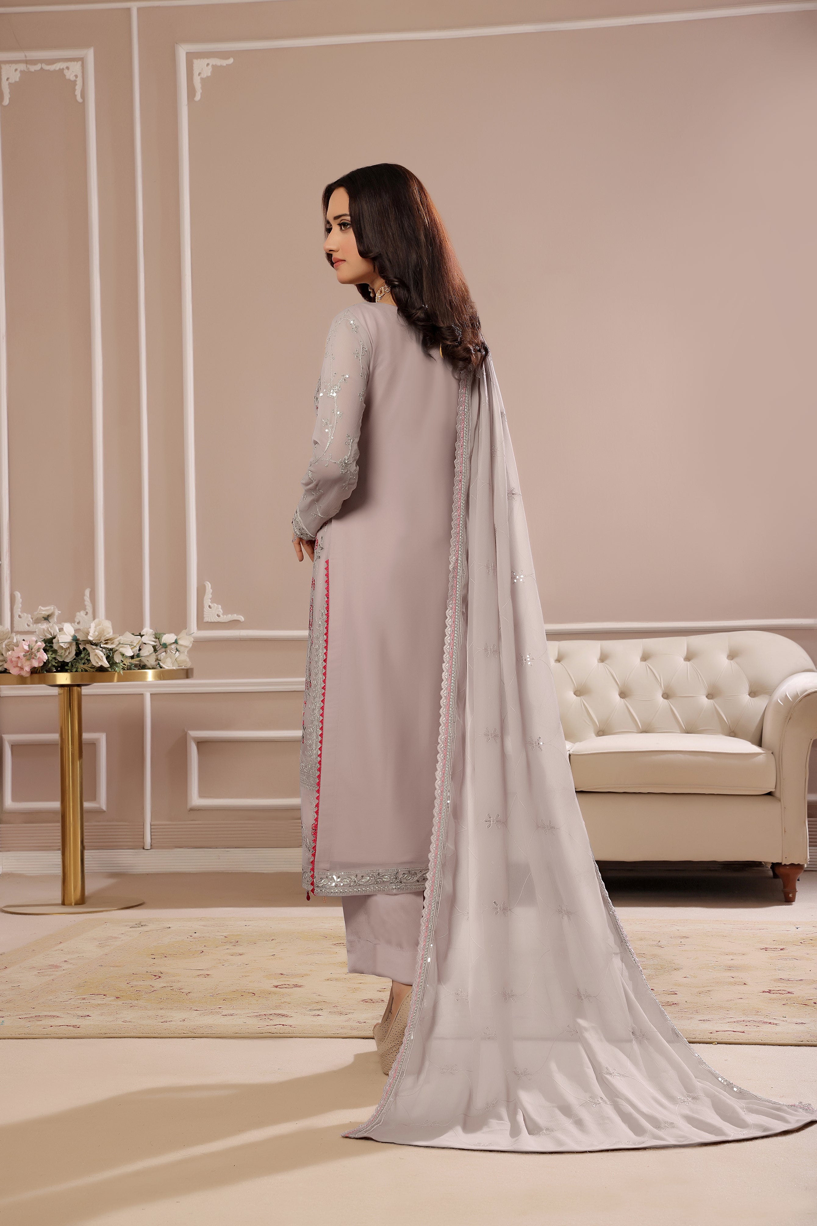 SOGHAT FLEUR 3 PIECE - LUXURY EMBROIDERED CHIFFON SUIT 25