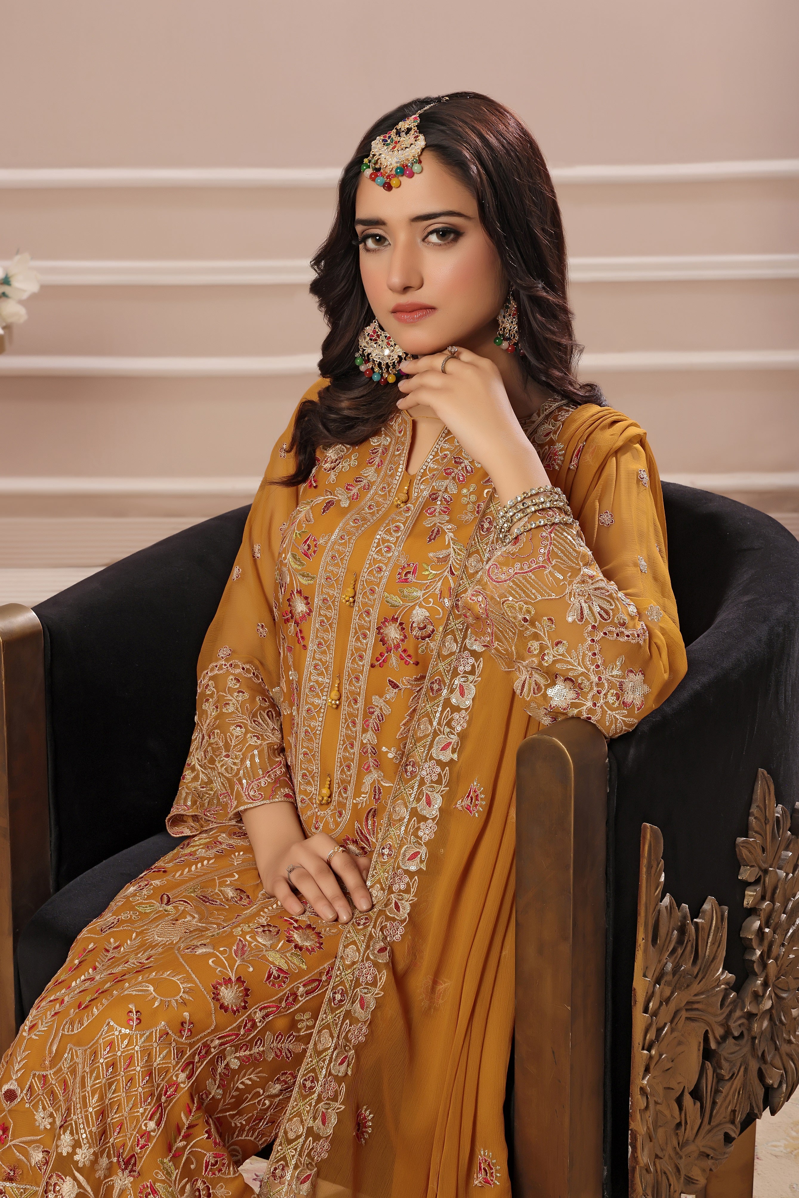 SOGHAT FLEUR 3 PIECE - LUXURY EMBROIDERED CHIFFON SUIT 25