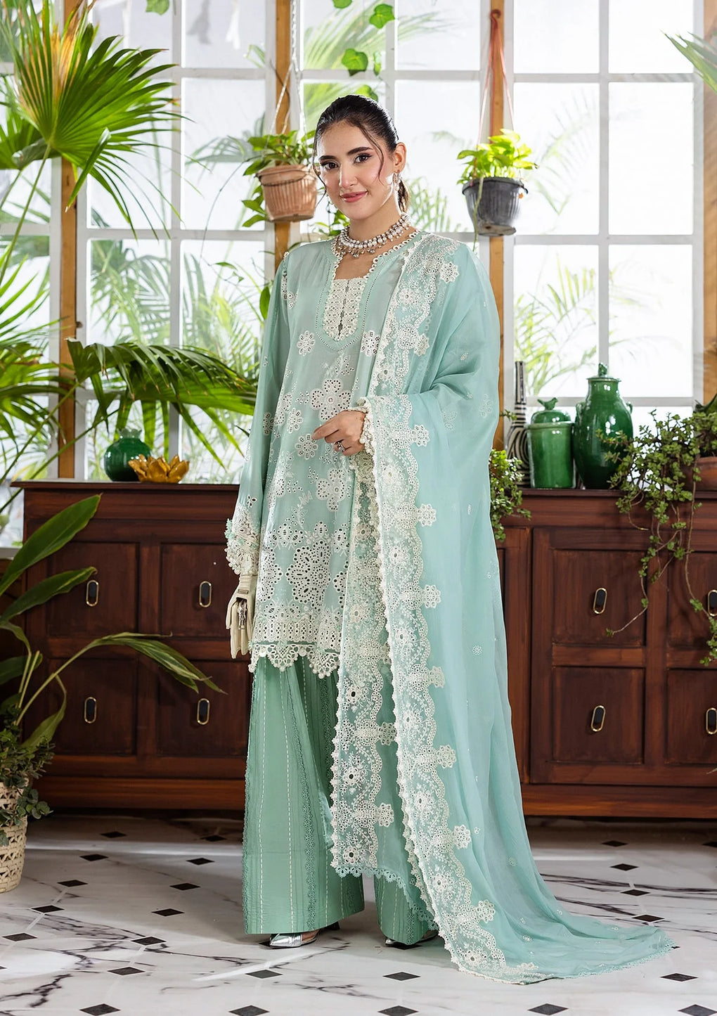 E CRAFT CHIKANKARI WITH CHIFFON BY ELAF