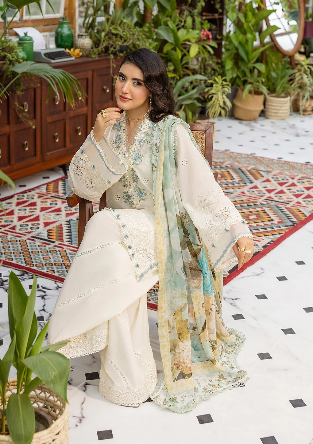 E CRAFT CHIKANKARI WITH CHIFFON BY ELAF