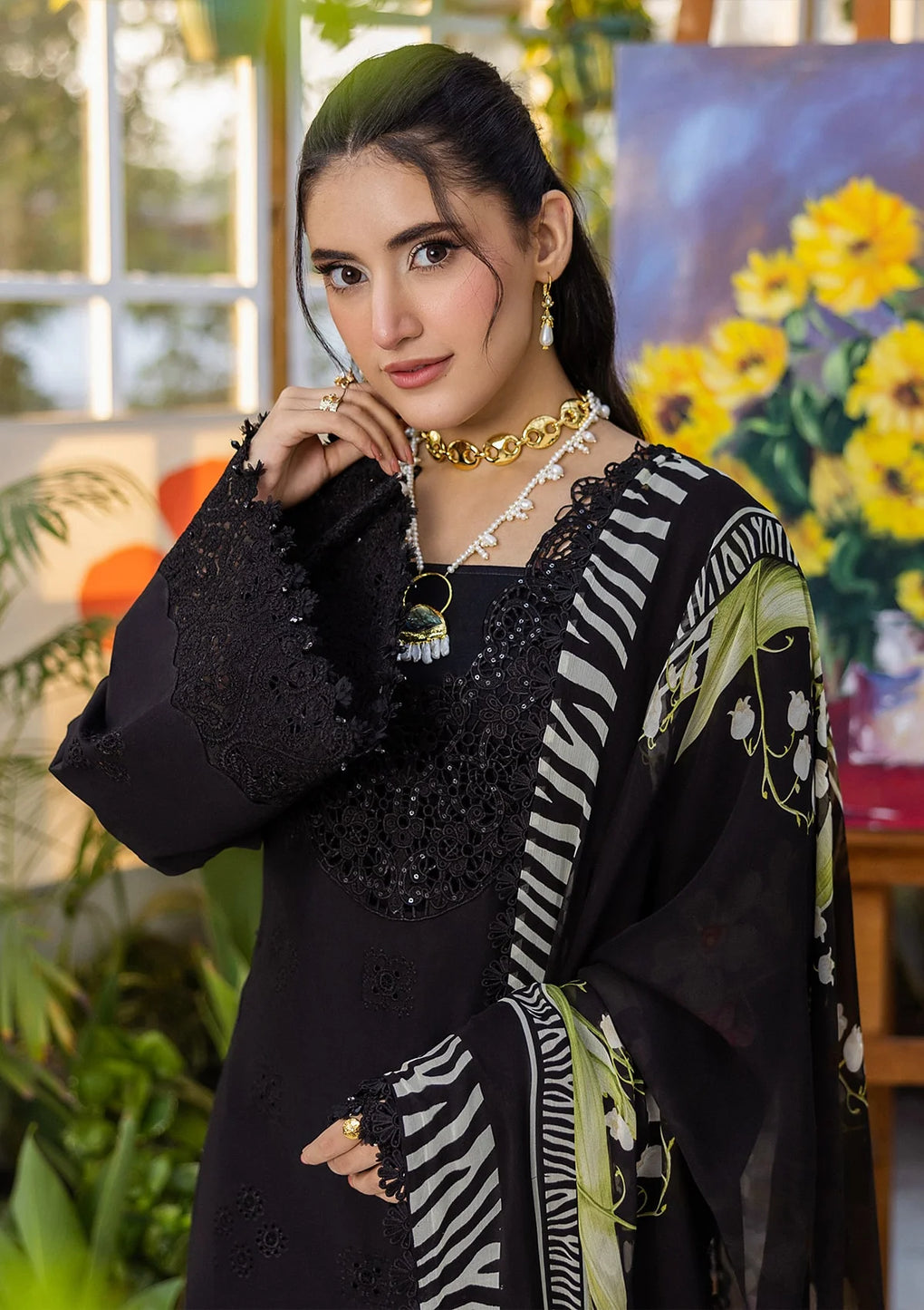 E CRAFT CHIKANKARI WITH CHIFFON BY ELAF