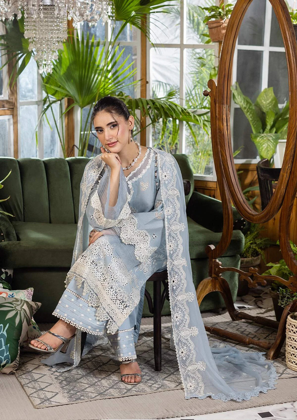 E CRAFT CHIKANKARI WITH CHIFFON BY ELAF