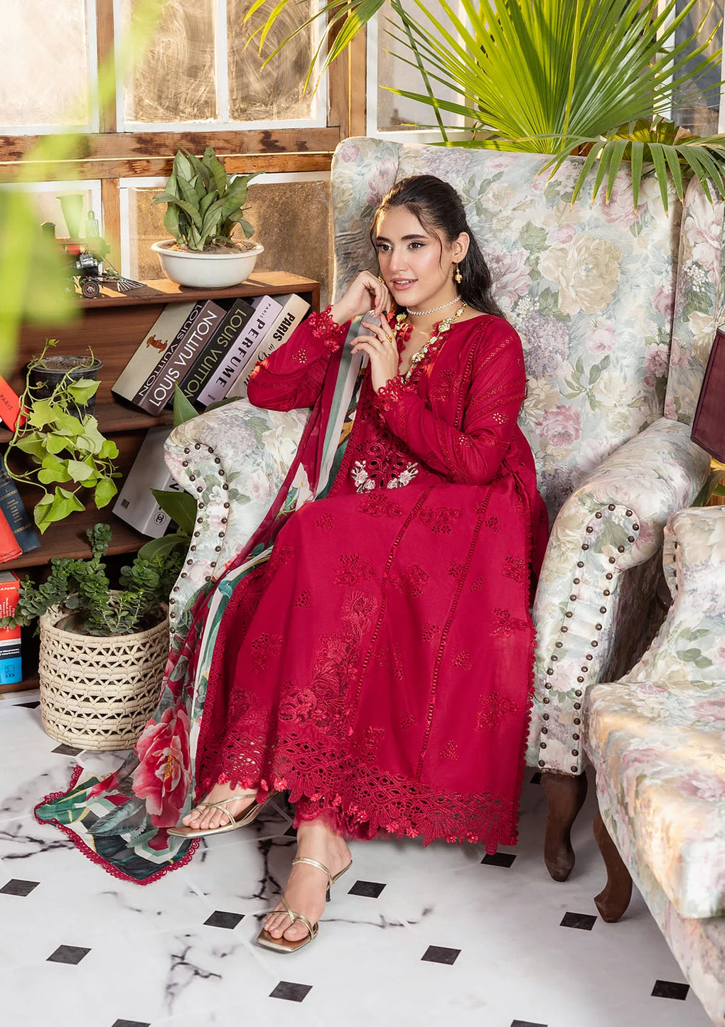 E CRAFT CHIKANKARI WITH CHIFFON BY ELAF