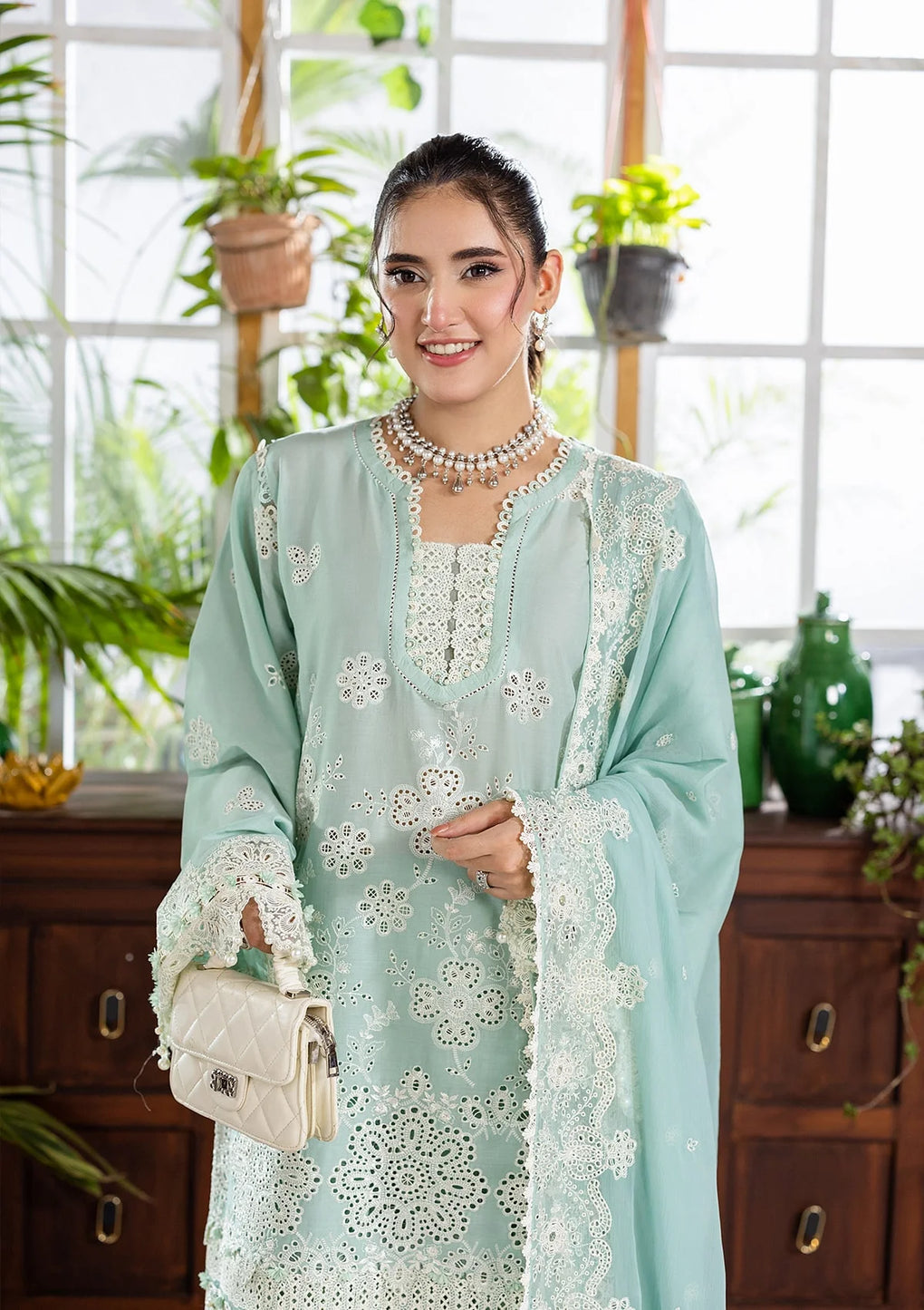 E CRAFT CHIKANKARI WITH CHIFFON BY ELAF