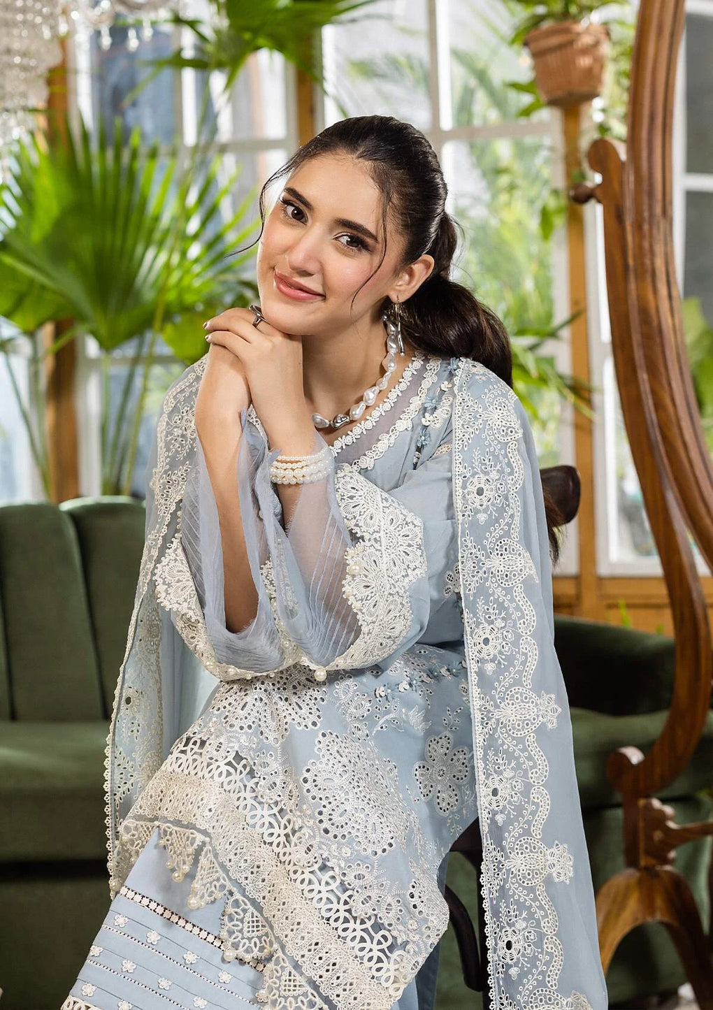 E CRAFT CHIKANKARI WITH CHIFFON BY ELAF