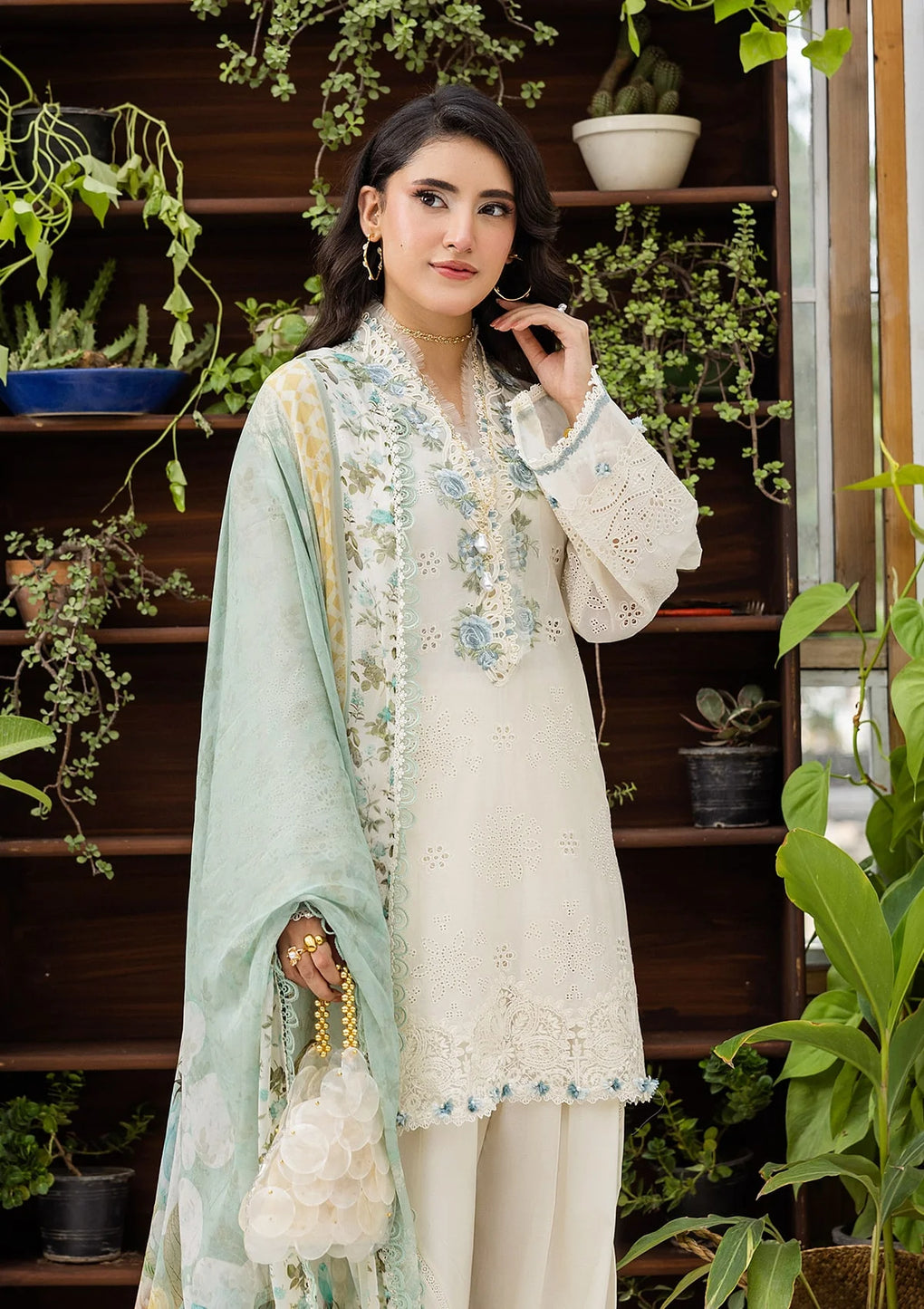 E CRAFT CHIKANKARI WITH CHIFFON BY ELAF