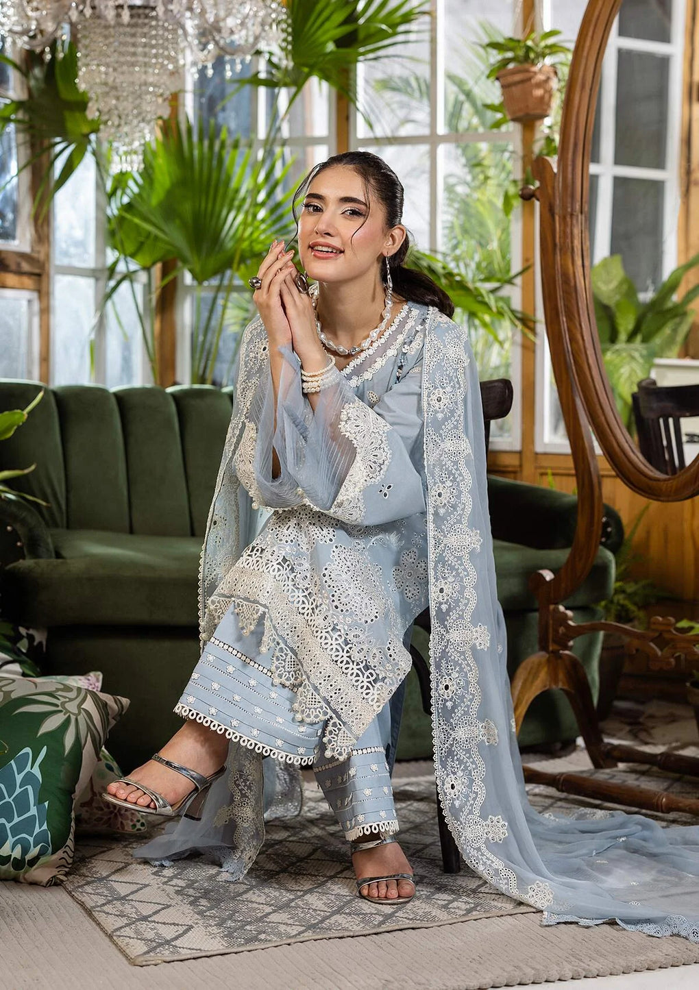 E CRAFT CHIKANKARI WITH CHIFFON BY ELAF