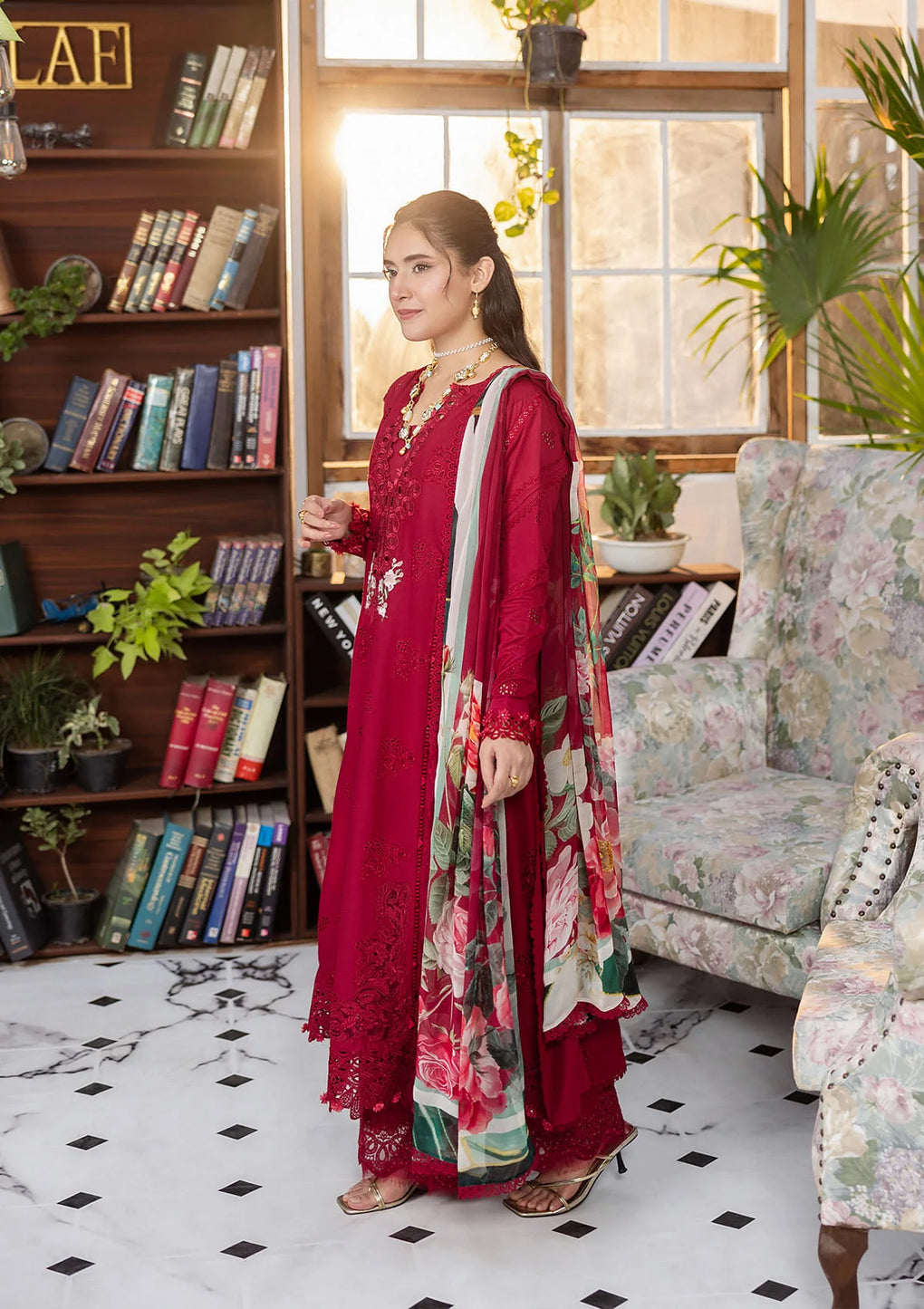 E CRAFT CHIKANKARI WITH CHIFFON BY ELAF