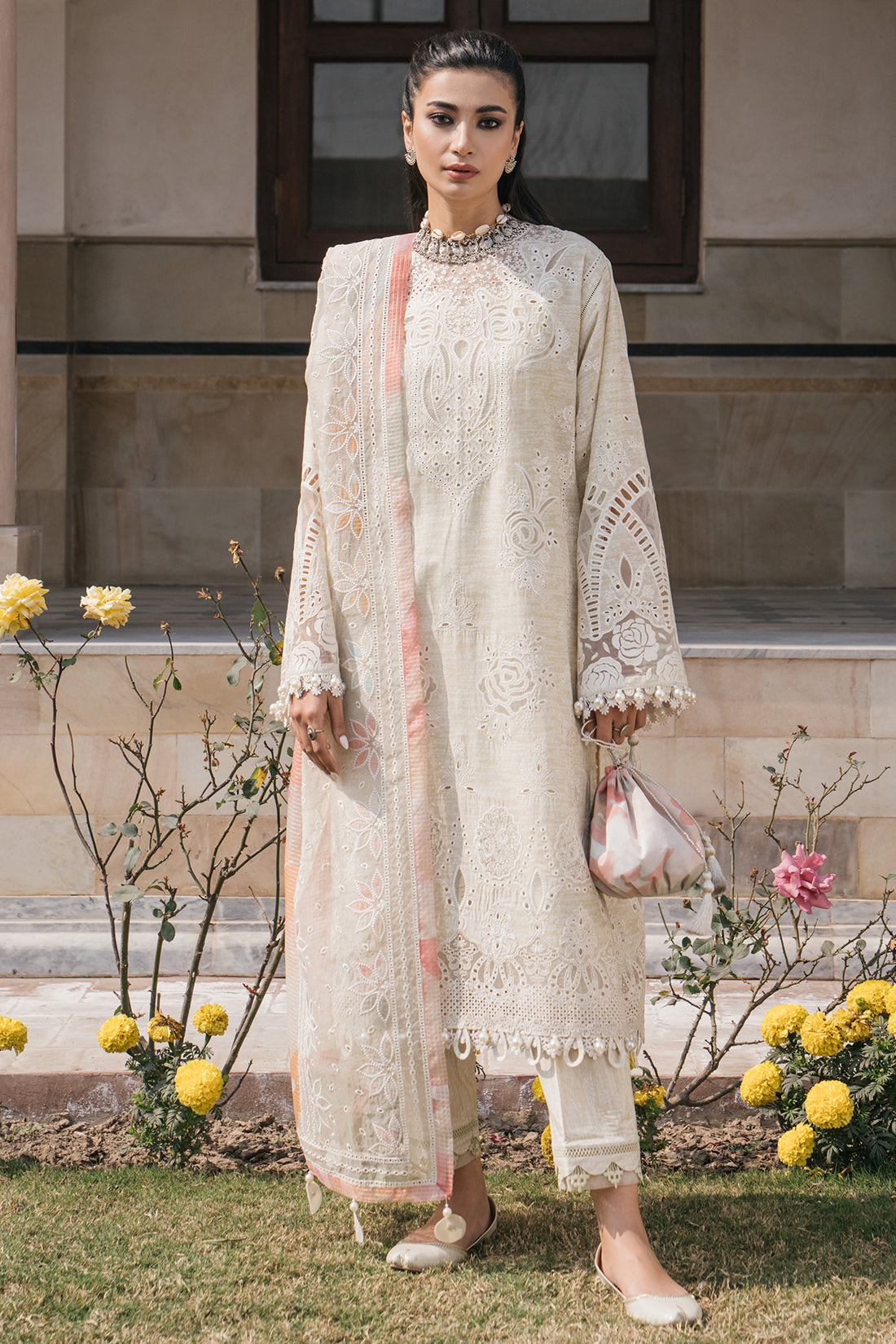 Shahkaar Luxury Lawn Embroidered Eid Festive Collection D7