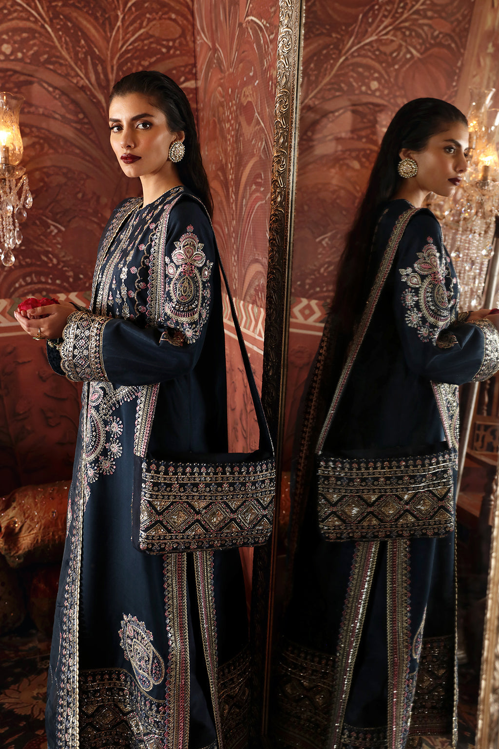 Afrozeh Divani Luxury Embroidered Silk Collection 01