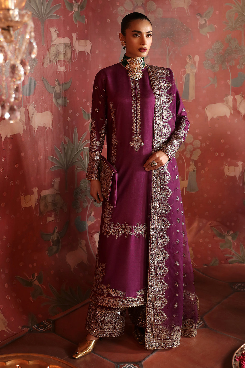 Afrozeh Divani Luxury Embroidered Silk Collection 06