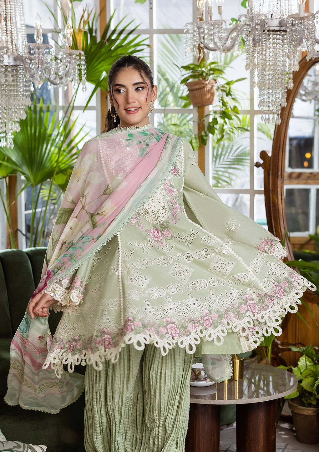 E CRAFT CHIKANKARI WITH CHIFFON BY ELAF