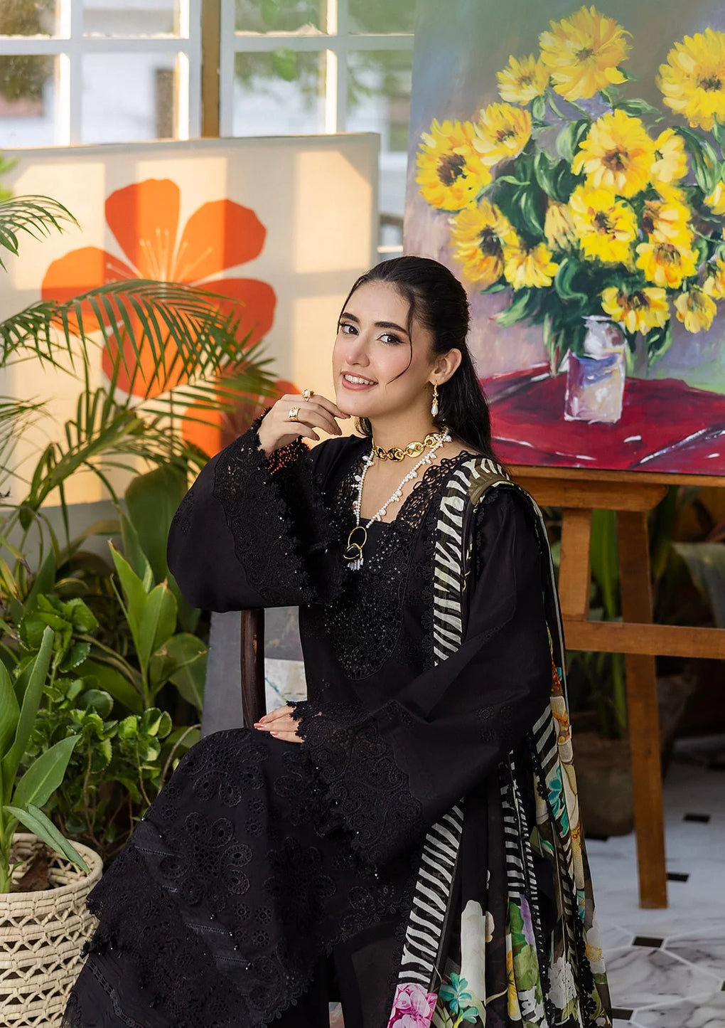 E CRAFT CHIKANKARI WITH CHIFFON BY ELAF