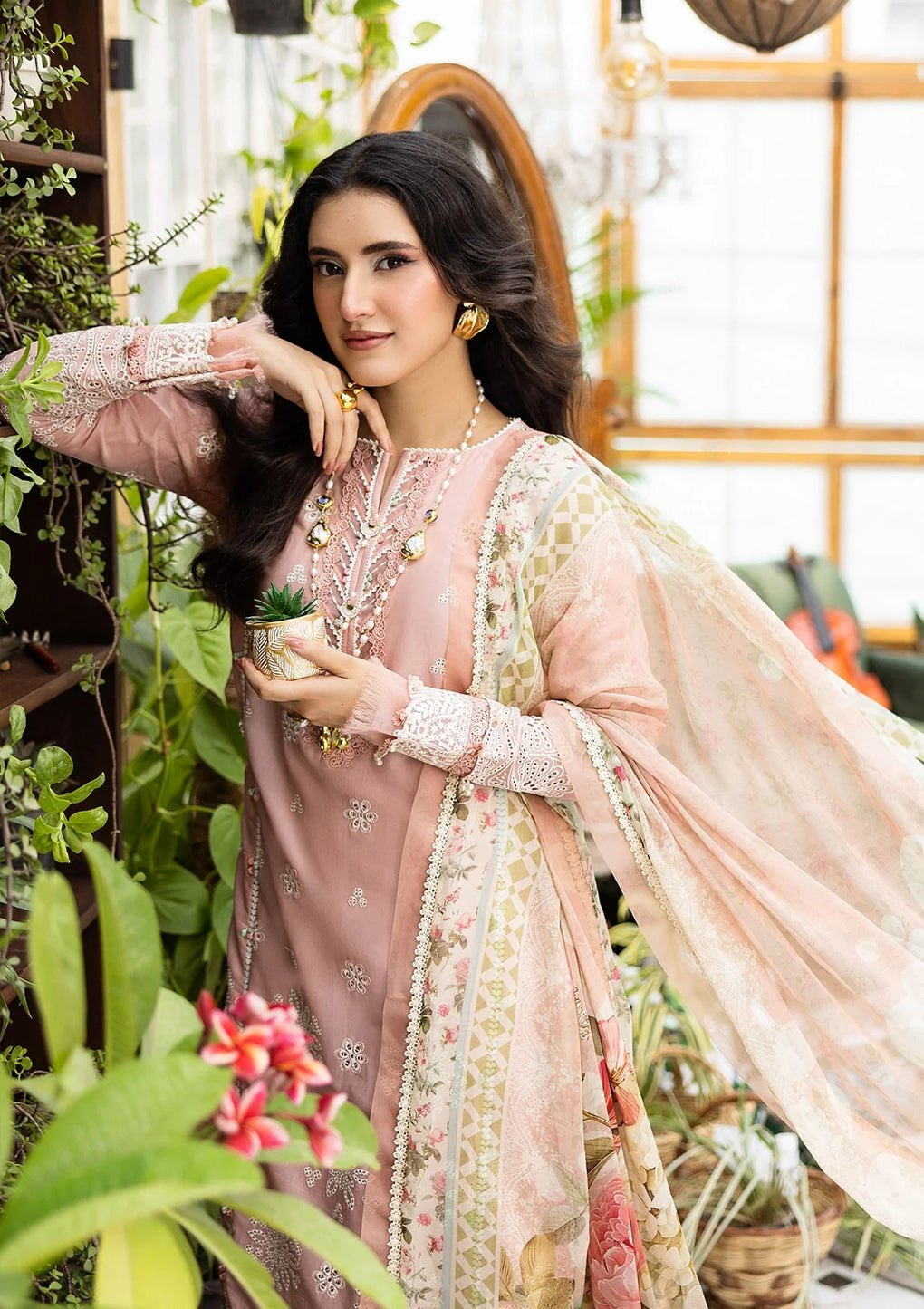 E CRAFT CHIKANKARI WITH CHIFFON BY ELAF