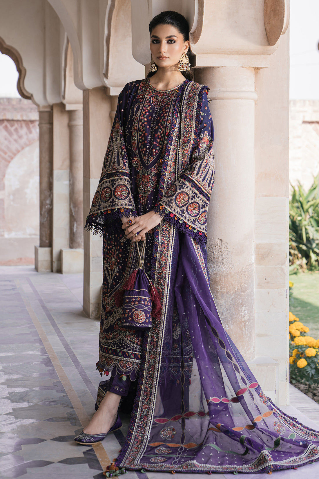 Shahkaar Luxury Lawn Embroidered Eid Festive Collection D9