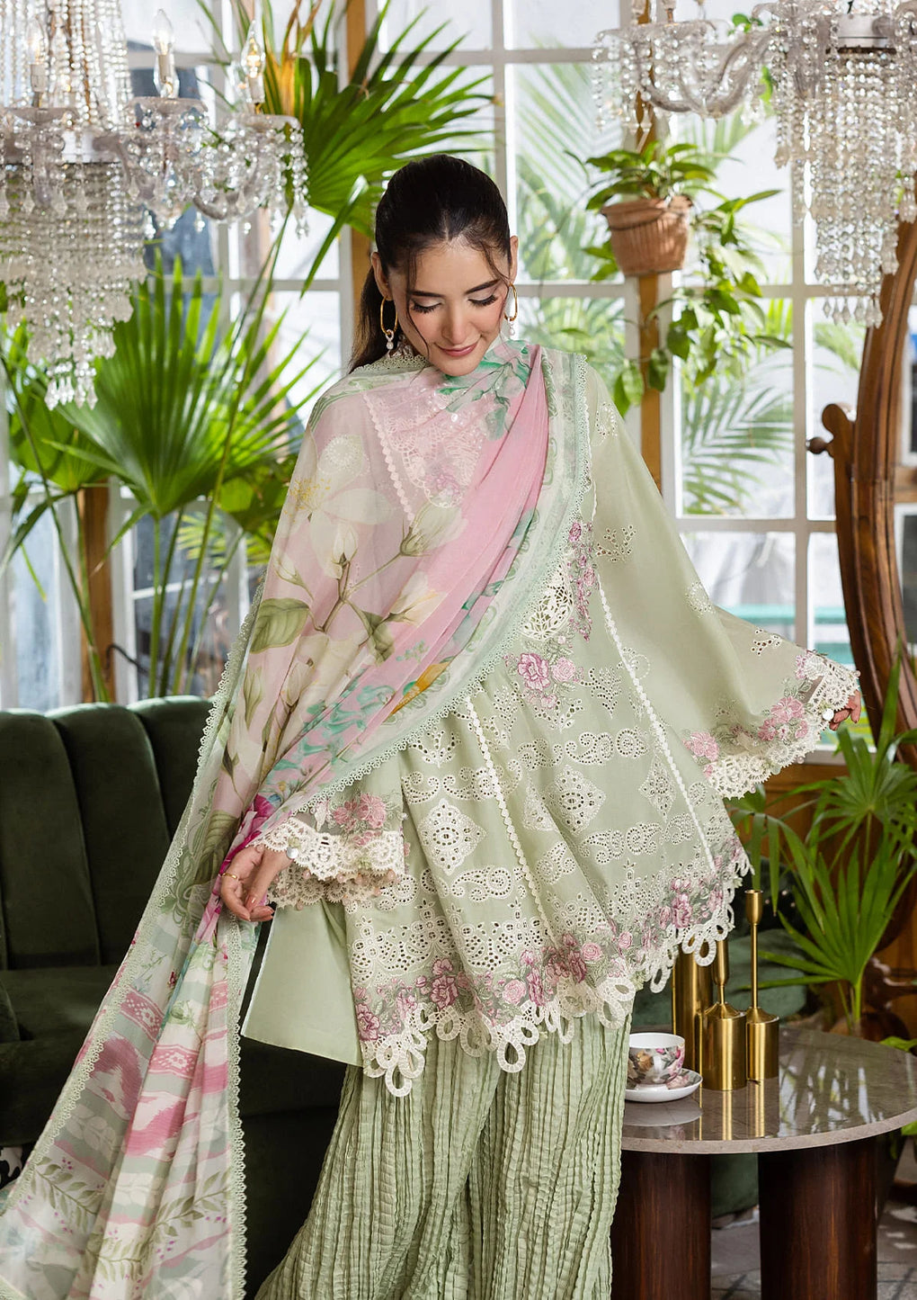 E CRAFT CHIKANKARI WITH CHIFFON BY ELAF