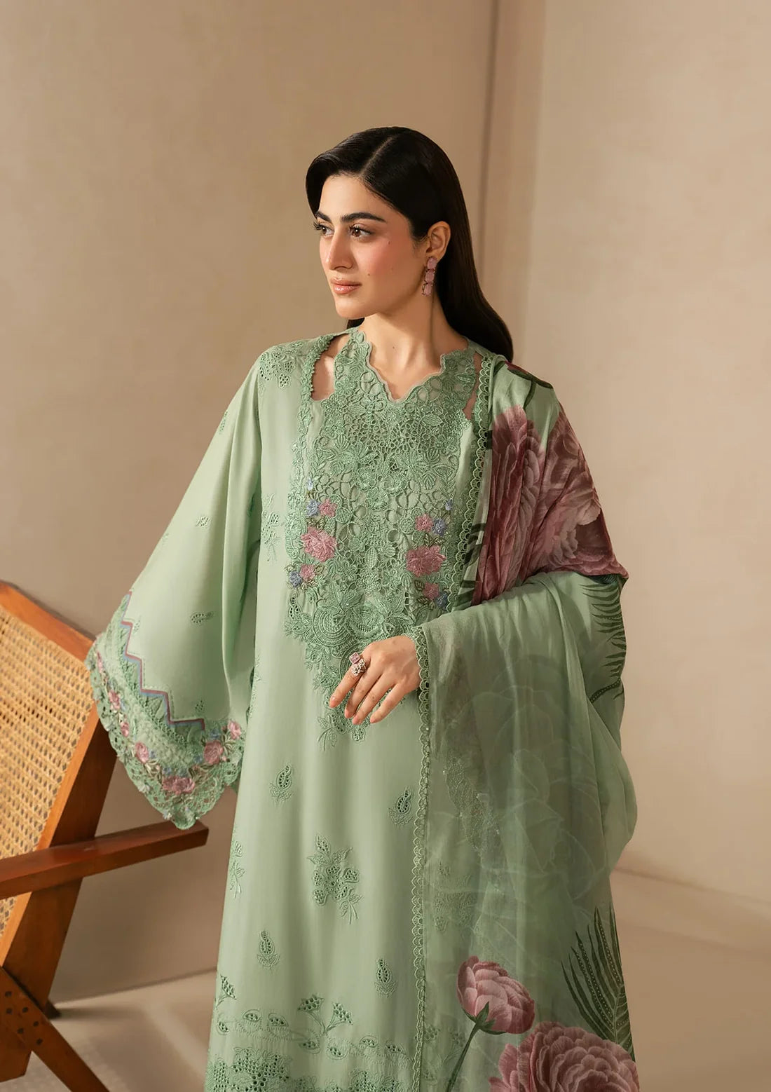 E-CRAFT - CHIKANKARI LAWN CHIFFON DUPATTA '26