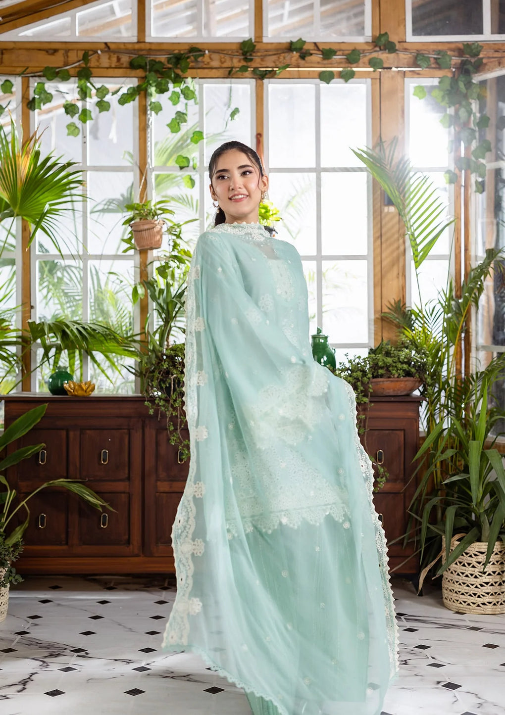 E CRAFT CHIKANKARI WITH CHIFFON BY ELAF