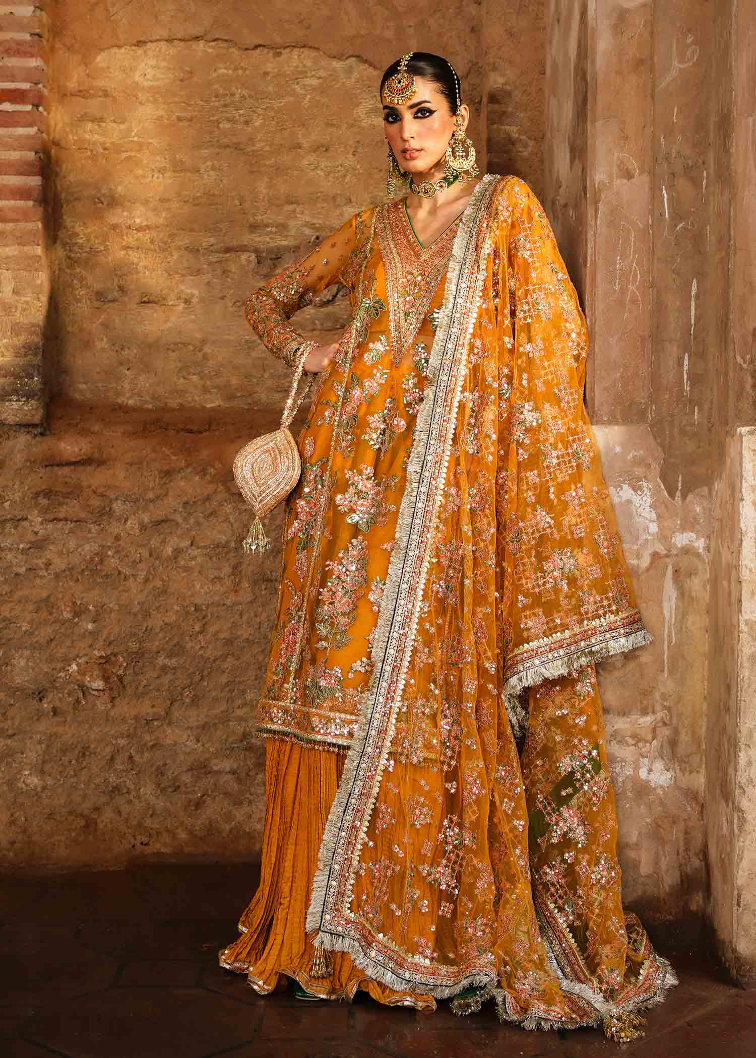 Hussain Rehar Zaib un Nisa Wedding Collection Saffron