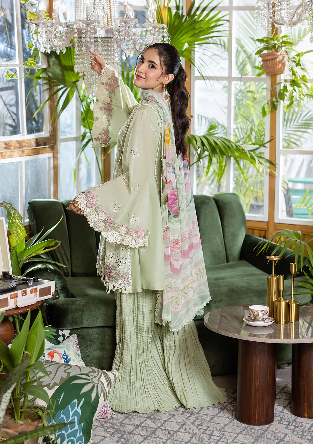E CRAFT CHIKANKARI WITH CHIFFON BY ELAF