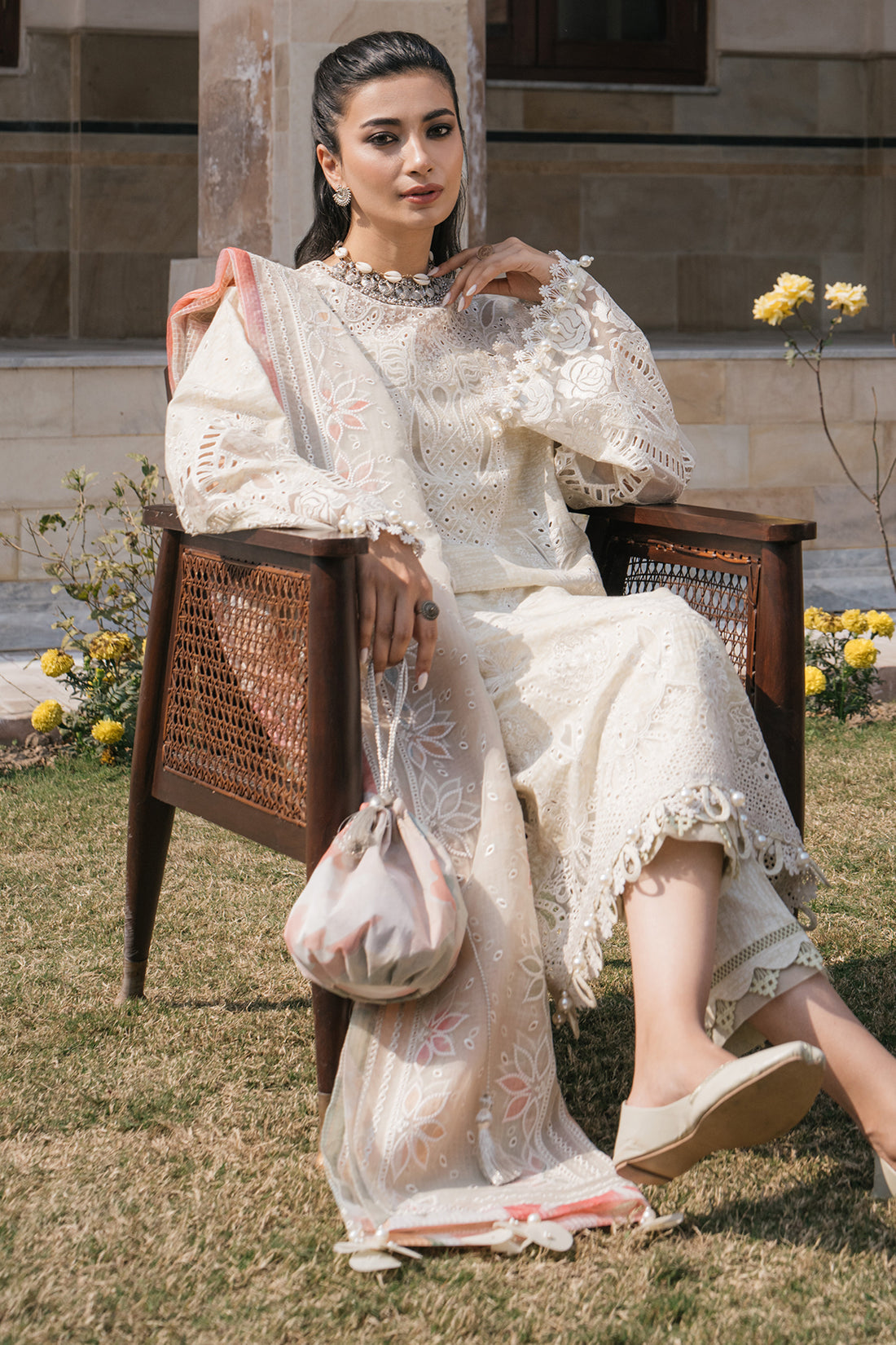 Shahkaar Luxury Lawn Embroidered Eid Festive Collection D7