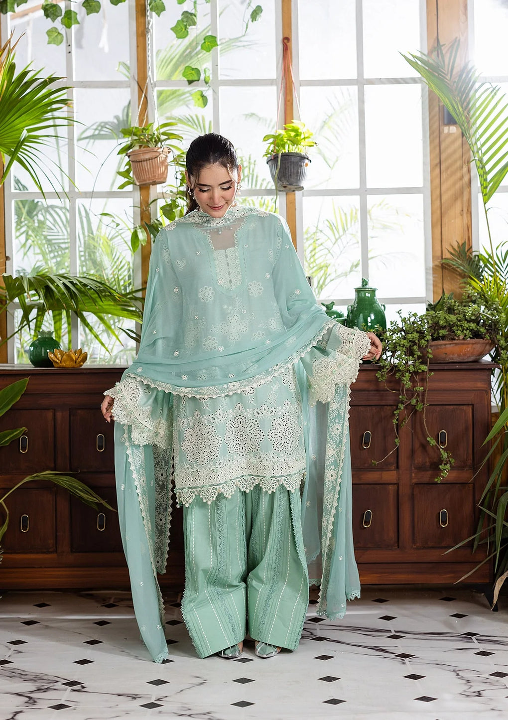 E CRAFT CHIKANKARI WITH CHIFFON BY ELAF