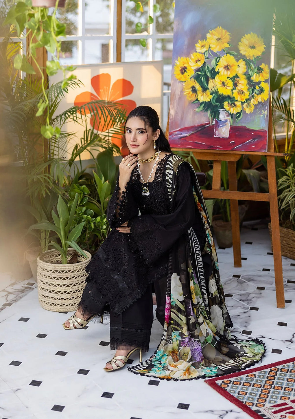 E CRAFT CHIKANKARI WITH CHIFFON BY ELAF