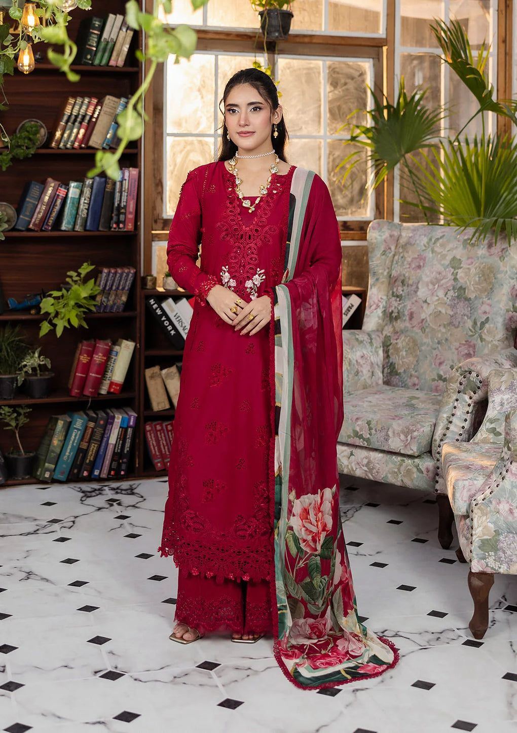 E CRAFT CHIKANKARI WITH CHIFFON BY ELAF