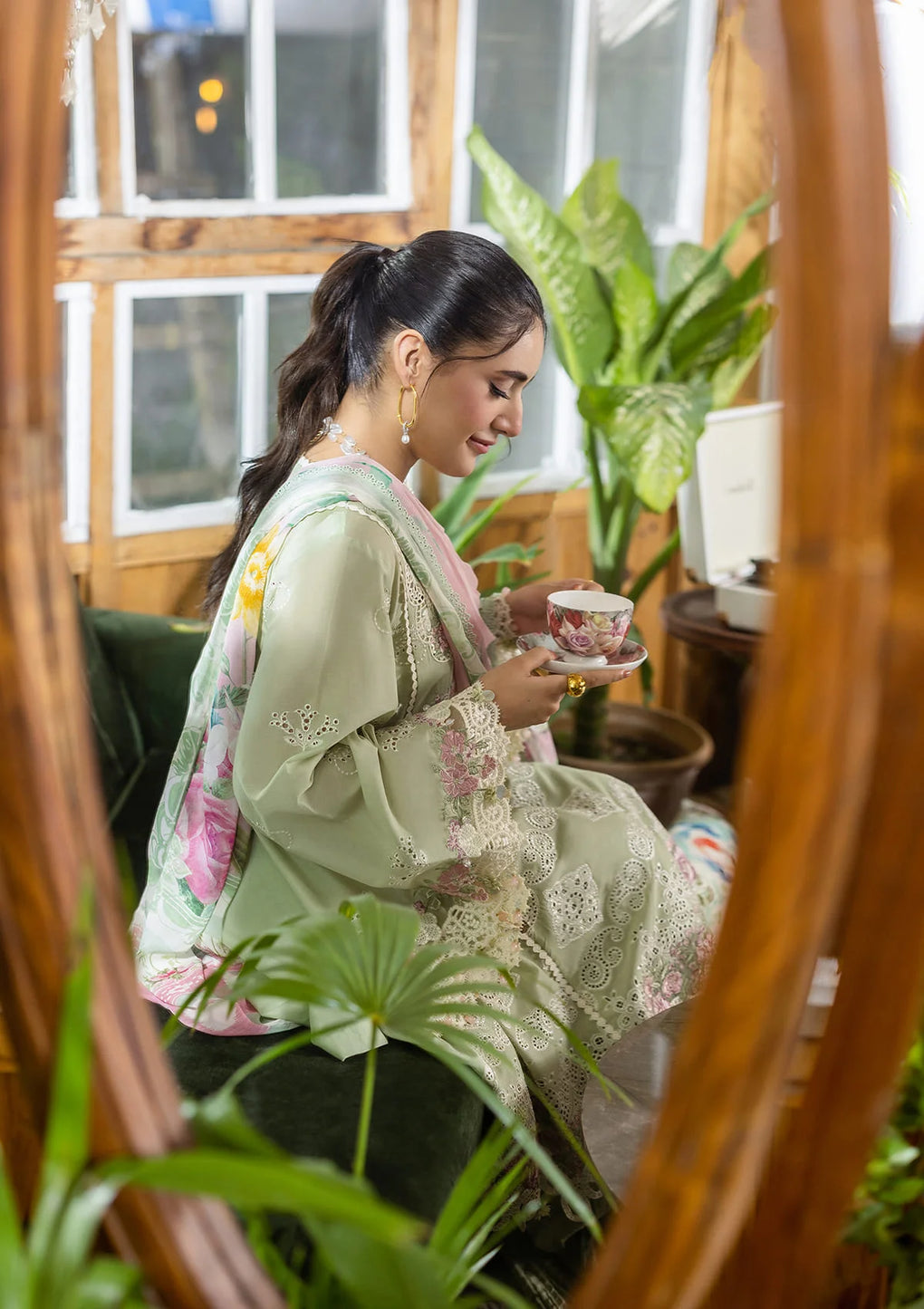 E CRAFT CHIKANKARI WITH CHIFFON BY ELAF