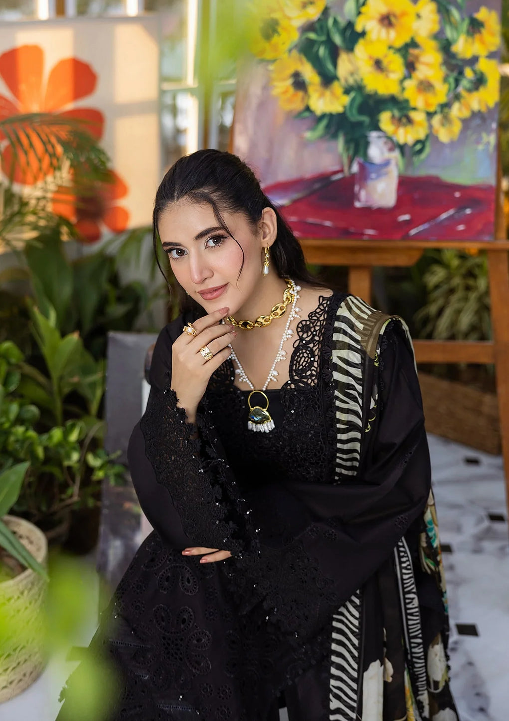 E CRAFT CHIKANKARI WITH CHIFFON BY ELAF