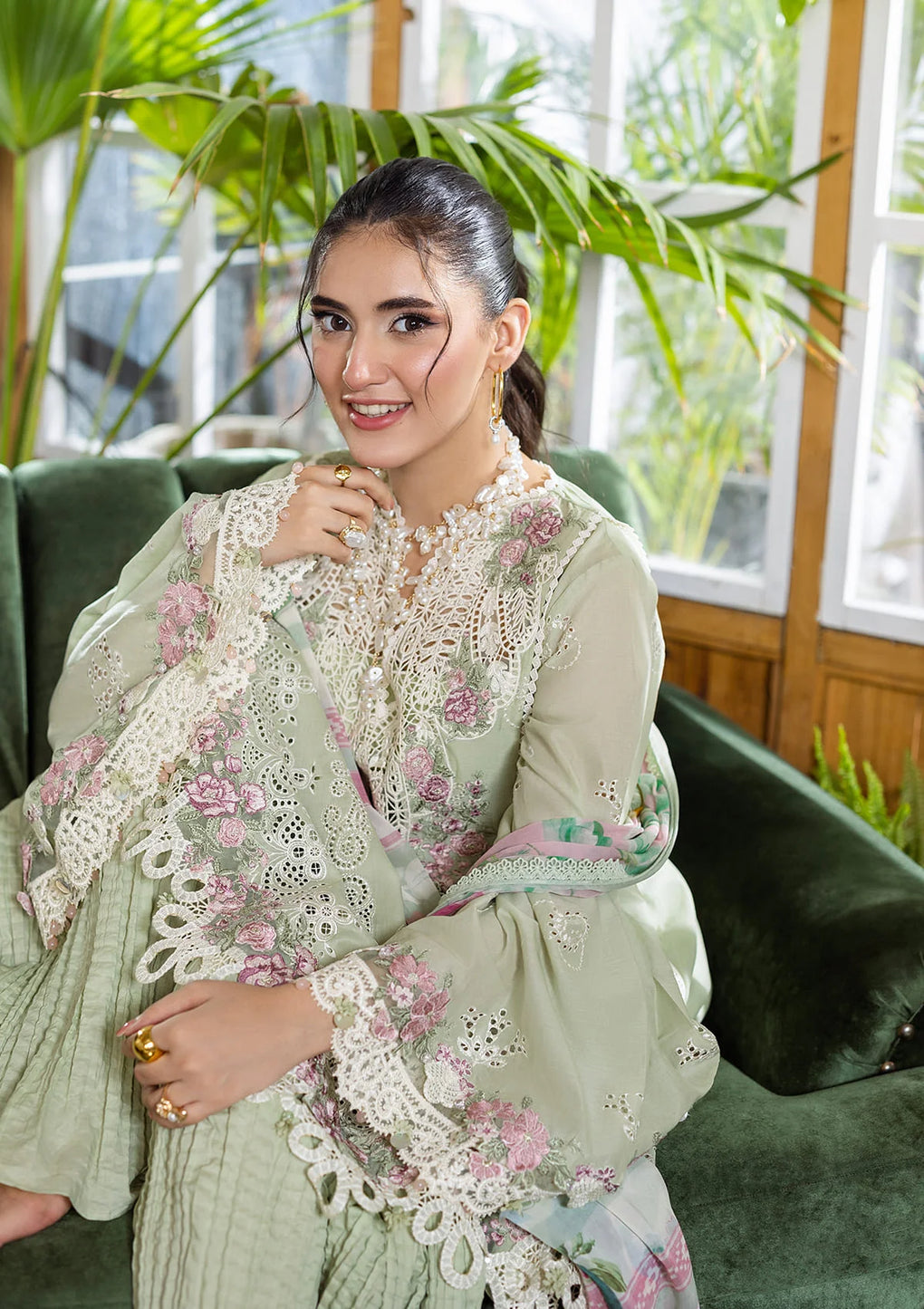 E CRAFT CHIKANKARI WITH CHIFFON BY ELAF