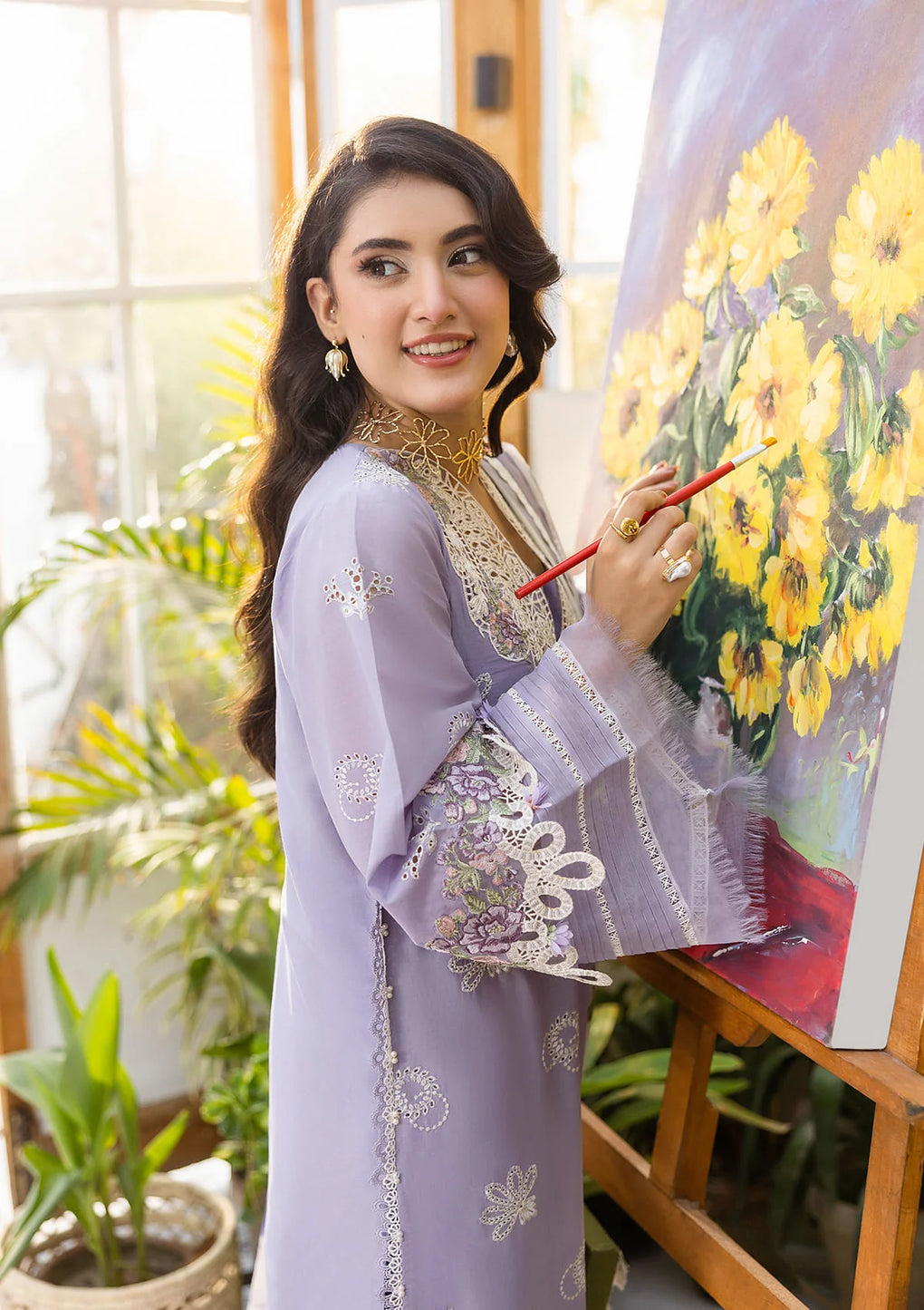 E CRAFT CHIKANKARI WITH CHIFFON BY ELAF